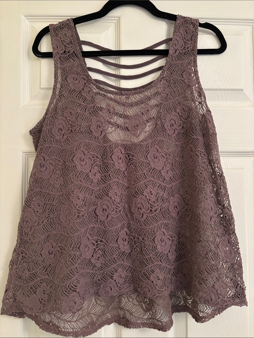 Maurices Mauve Lace Strappy Back Camisole Tank
